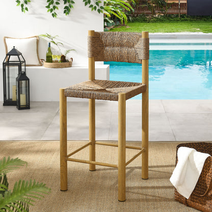 Parkland Outdoor Patio Rattan and Aluminum Counter Stools Set of 2 by Furniture For America