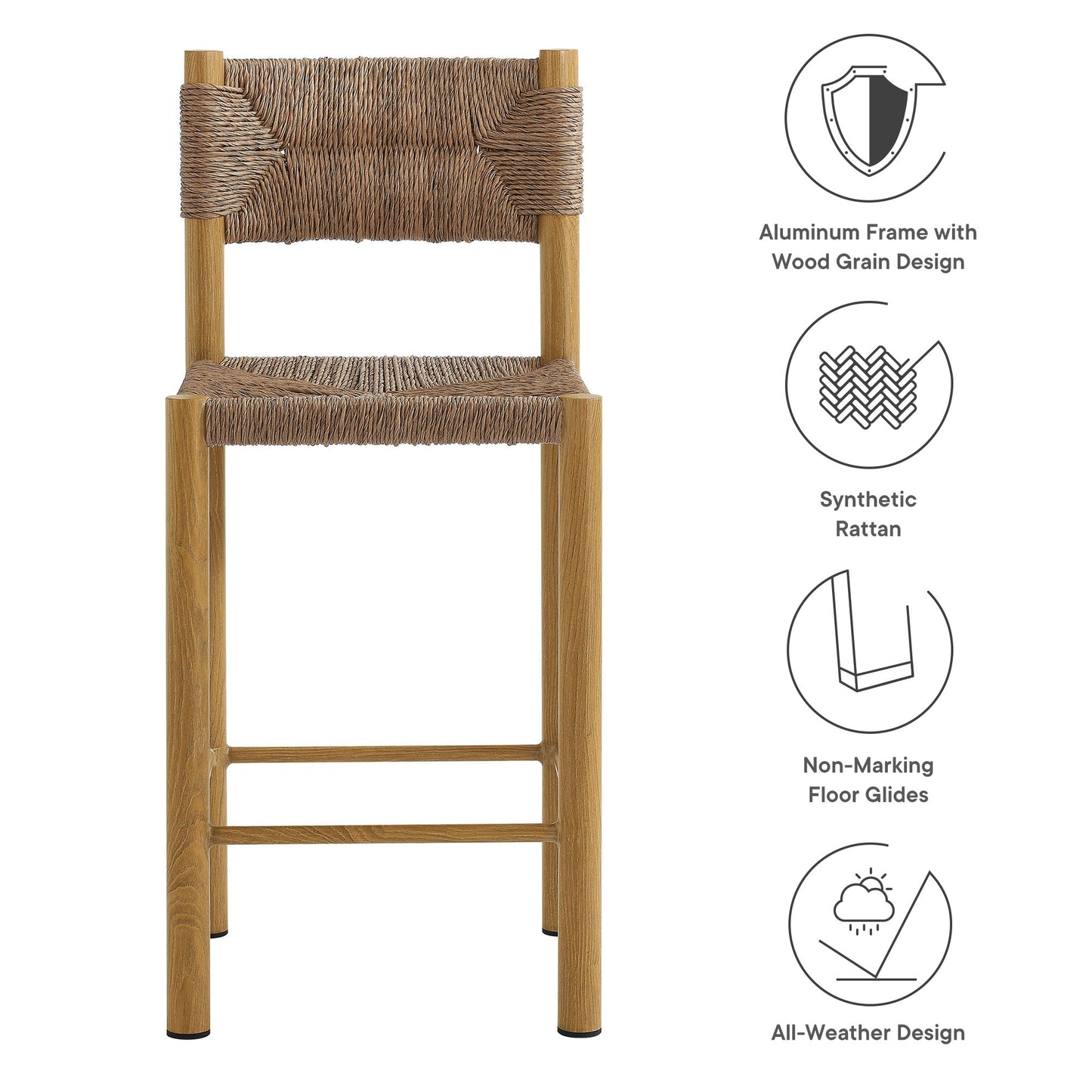 Parkland Outdoor Patio Rattan and Aluminum Counter Stools Set of 2 by Furniture For America