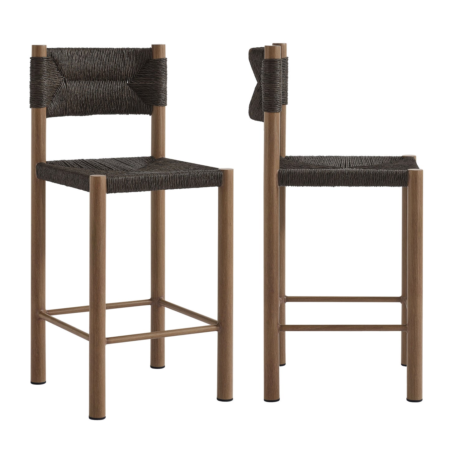 Parkland Outdoor Patio Rattan and Aluminum Counter Stools Set of 2 by Furniture For America