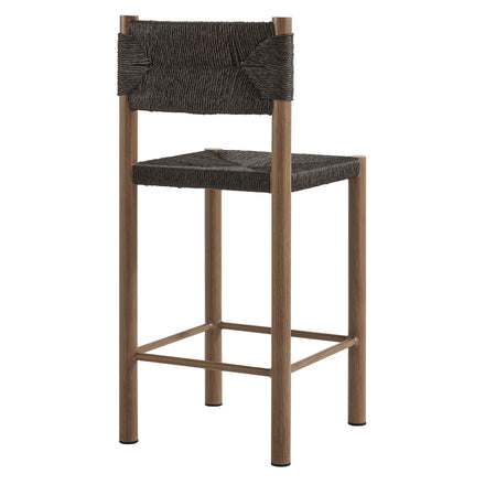 Parkland Outdoor Patio Rattan and Aluminum Counter Stools Set of 2 in Walnut