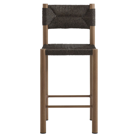 Parkland Outdoor Patio Rattan and Aluminum Counter Stools Set of 2 in Walnut