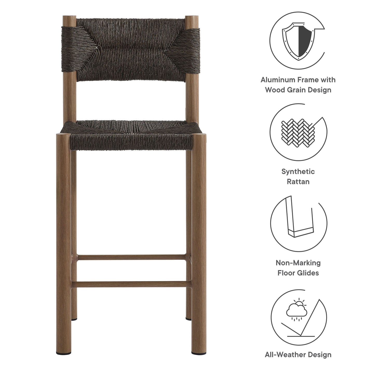 Parkland Outdoor Patio Rattan and Aluminum Counter Stools Set of 2 by Furniture For America