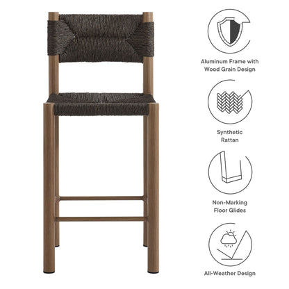 Parkland Outdoor Patio Rattan and Aluminum Counter Stools Set of 2 by Furniture For America