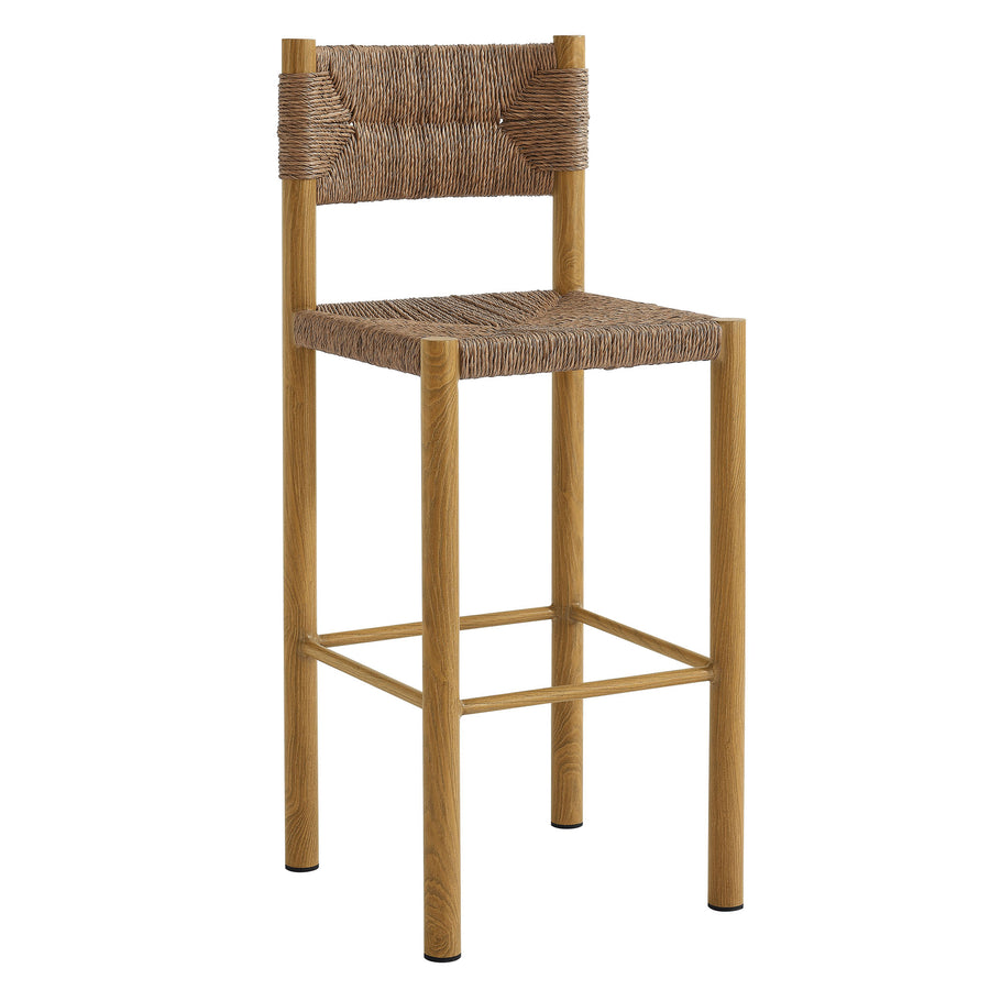 Loft Outdoor Patio Rattan and Aluminum Bar Stools Set of 2 in Natural