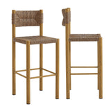 Loft Outdoor Patio Rattan and Aluminum Bar Stools Set of 2 in Natural