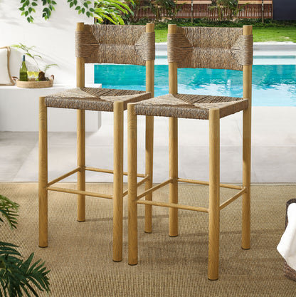 Parkland Outdoor Patio Rattan and Aluminum Bar Stools Set of 2 by Furniture For America
