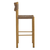 Loft Outdoor Patio Rattan and Aluminum Bar Stools Set of 2 in Natural