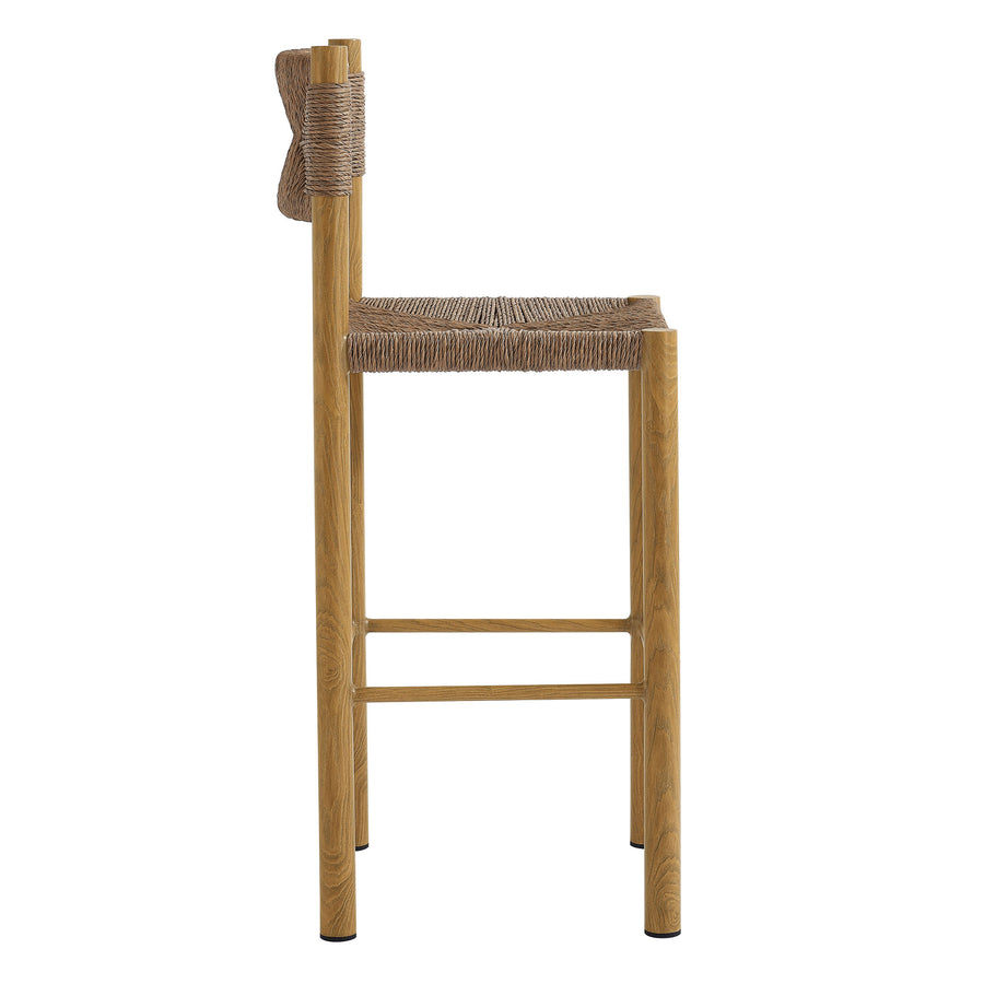 Loft Outdoor Patio Rattan and Aluminum Bar Stools Set of 2 in Natural