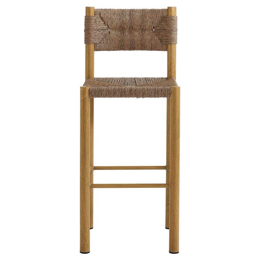 Loft Outdoor Patio Rattan and Aluminum Bar Stools Set of 2 in Natural