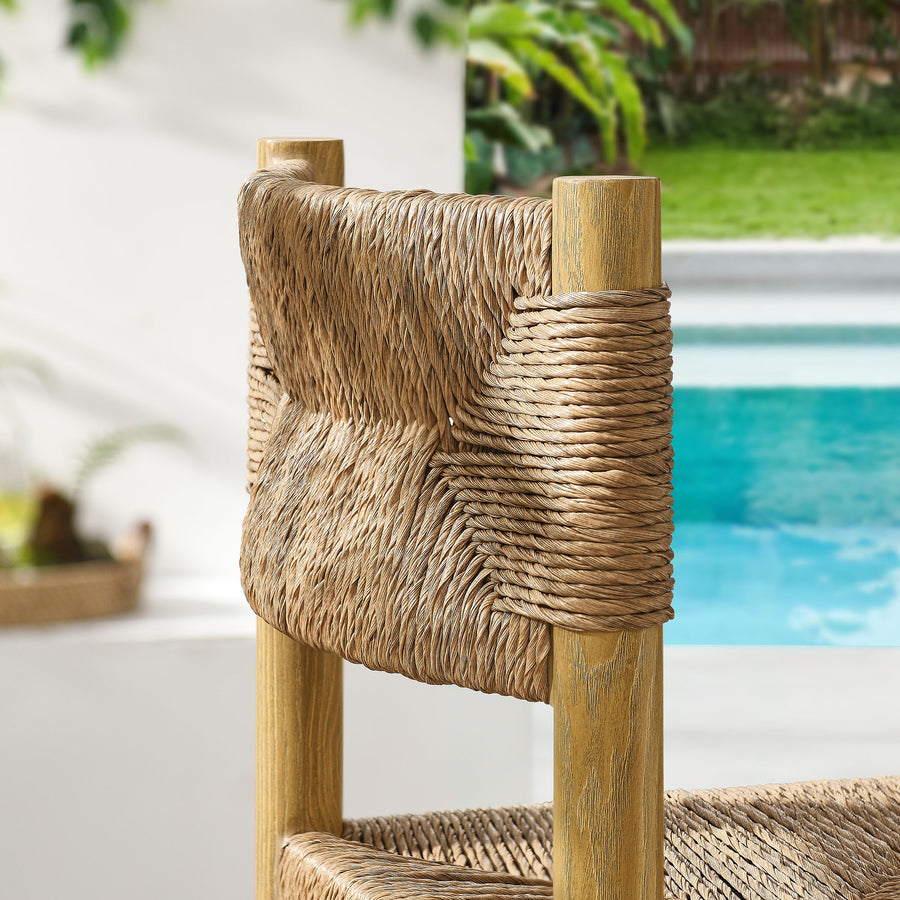 Loft Outdoor Patio Rattan and Aluminum Bar Stools Set of 2 in Natural