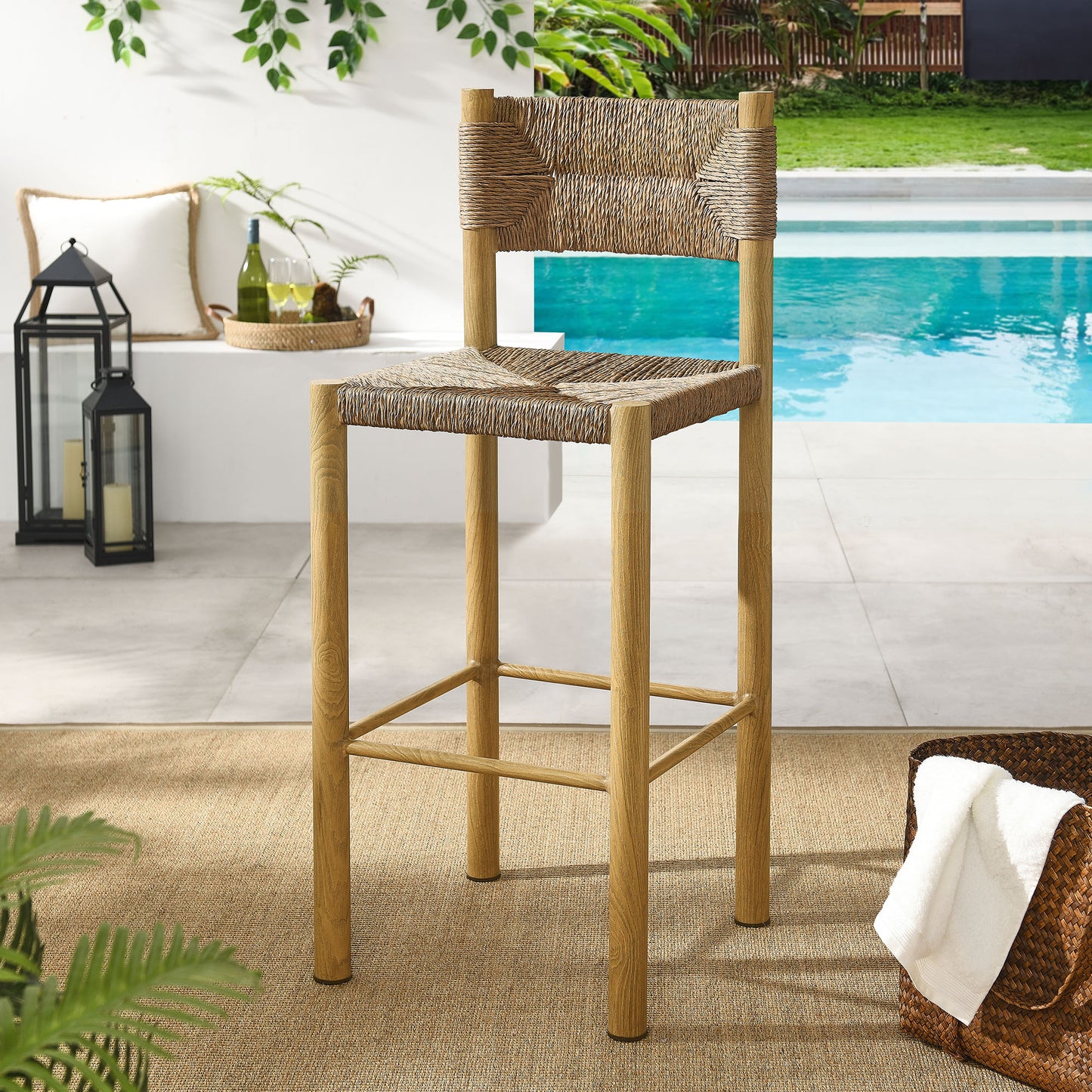 Parkland Outdoor Patio Rattan and Aluminum Bar Stools Set of 2 by Furniture For America