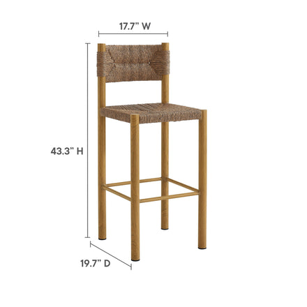 Parkland Outdoor Patio Rattan and Aluminum Bar Stools Set of 2 in Natural
