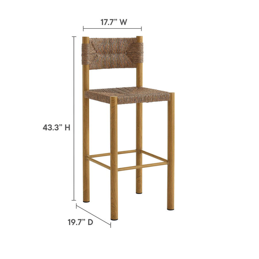 Loft Outdoor Patio Rattan and Aluminum Bar Stools Set of 2 in Natural
