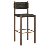 Loft Outdoor Patio Rattan and Aluminum Bar Stools Set of 2 in Walnut