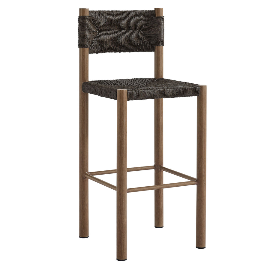 Loft Outdoor Patio Rattan and Aluminum Bar Stools Set of 2 in Walnut