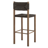 Loft Outdoor Patio Rattan and Aluminum Bar Stools Set of 2 in Walnut