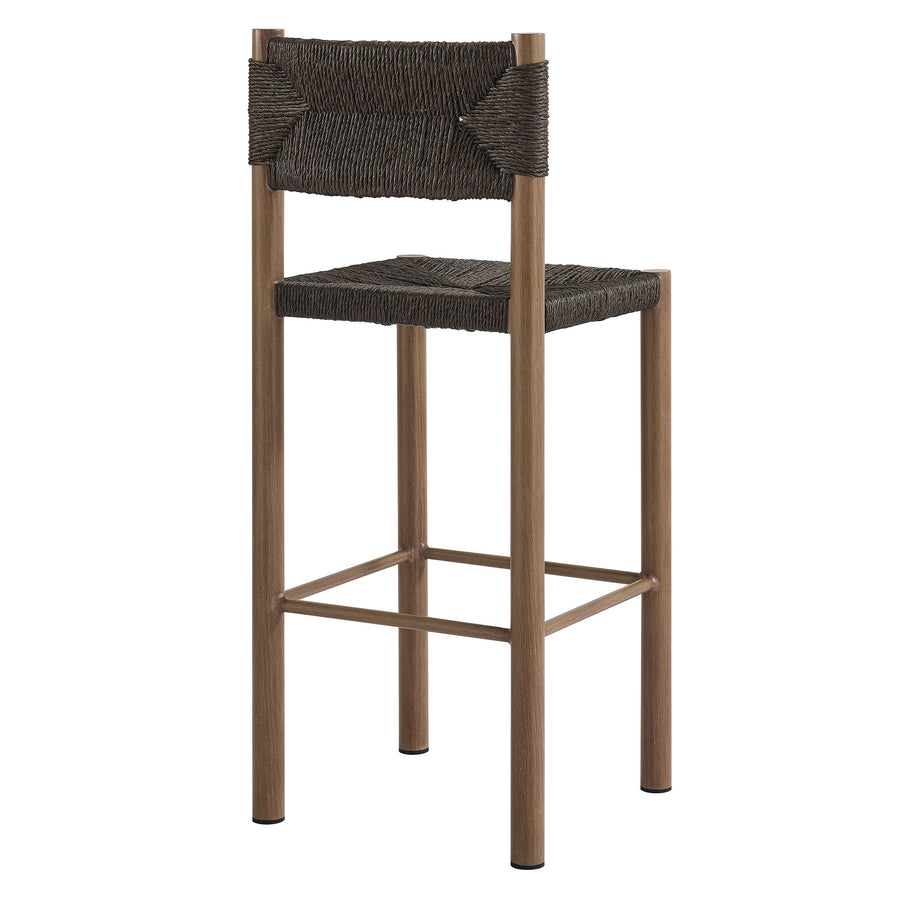 Loft Outdoor Patio Rattan and Aluminum Bar Stools Set of 2 in Walnut