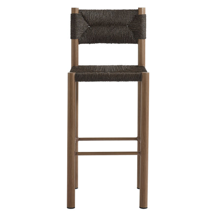 Parkland Outdoor Patio Rattan and Aluminum Bar Stools Set of 2 in Walnut