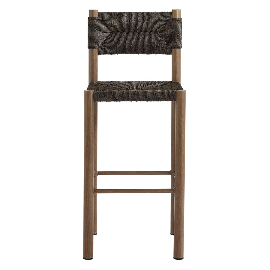 Loft Outdoor Patio Rattan and Aluminum Bar Stools Set of 2 in Walnut