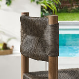Loft Outdoor Patio Rattan and Aluminum Bar Stools Set of 2 in Walnut