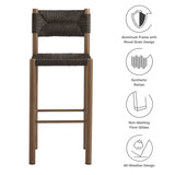 Loft Outdoor Patio Rattan and Aluminum Bar Stools Set of 2 in Walnut