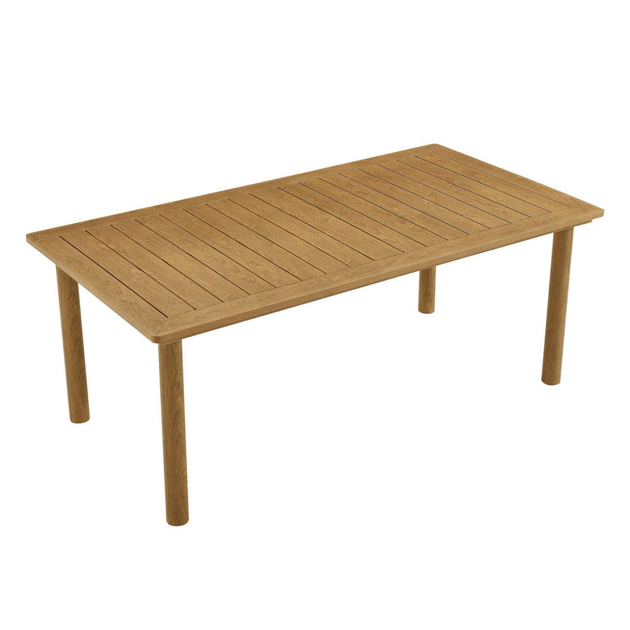 Loft 7-Piece Rectangular Outdoor Patio Rattan and Aluminum Dining Table and Chairs Set in Natural