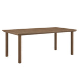 Loft 7-Piece Rectangular Outdoor Patio Rattan and Aluminum Dining Table and Chairs Set in Walnut