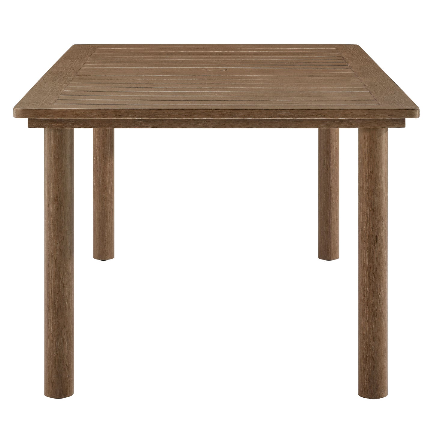 Loft 7-Piece Rectangular Outdoor Patio Rattan and Aluminum Dining Table and Chairs Set in Walnut