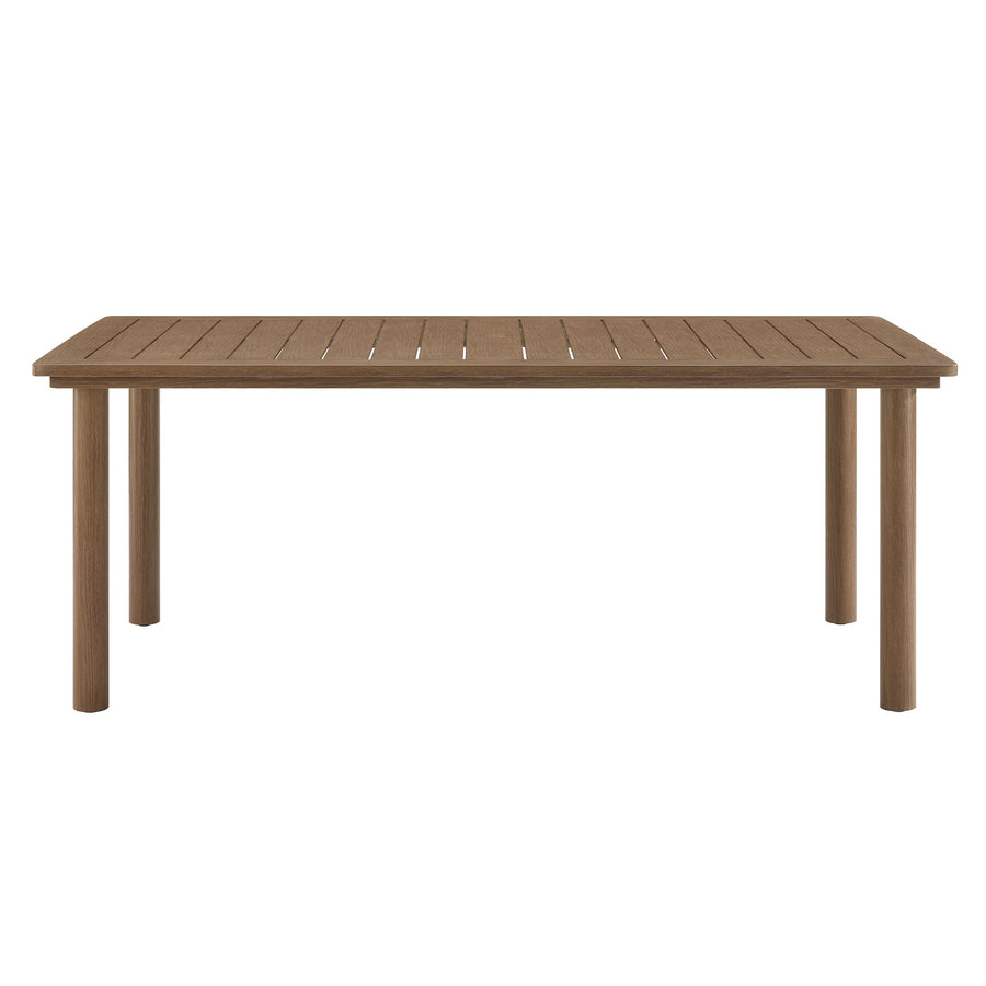 Loft 76" Outdoor Patio Aluminum Dining Table in Walnut