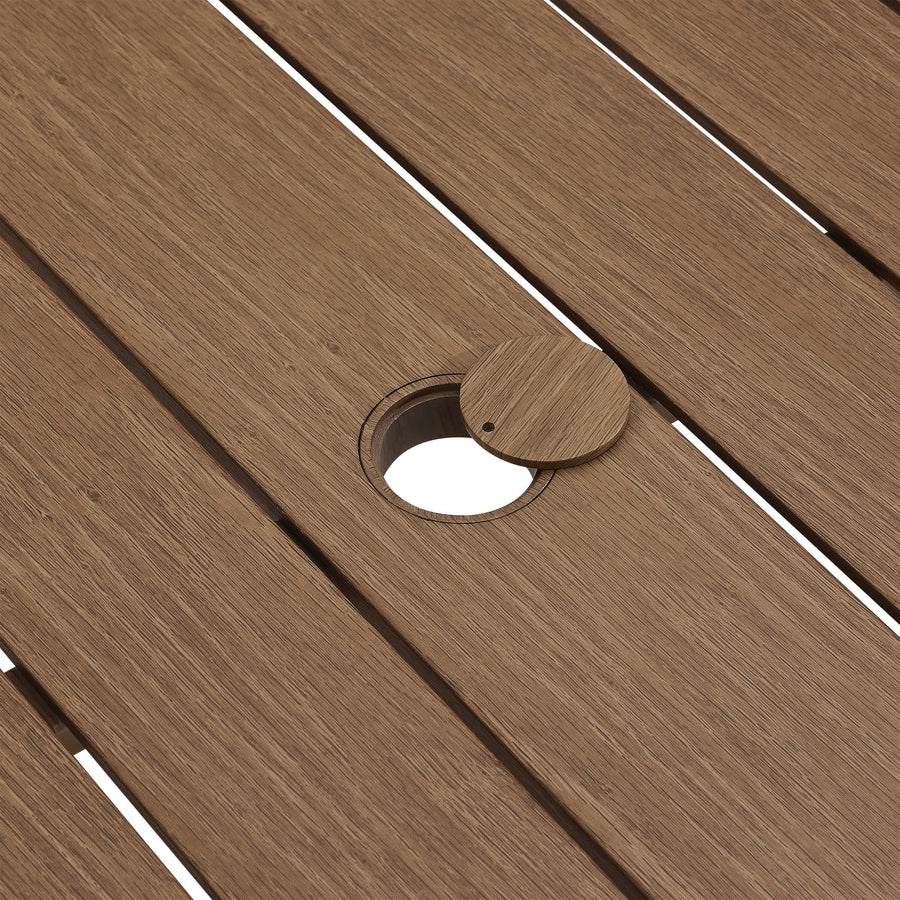 Loft 76" Outdoor Patio Aluminum Dining Table in Walnut
