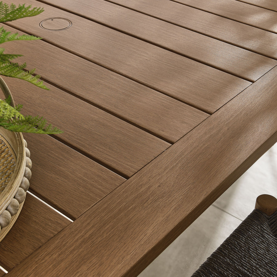 Loft 76" Outdoor Patio Aluminum Dining Table in Walnut