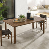 Loft 76" Outdoor Patio Aluminum Dining Table in Walnut