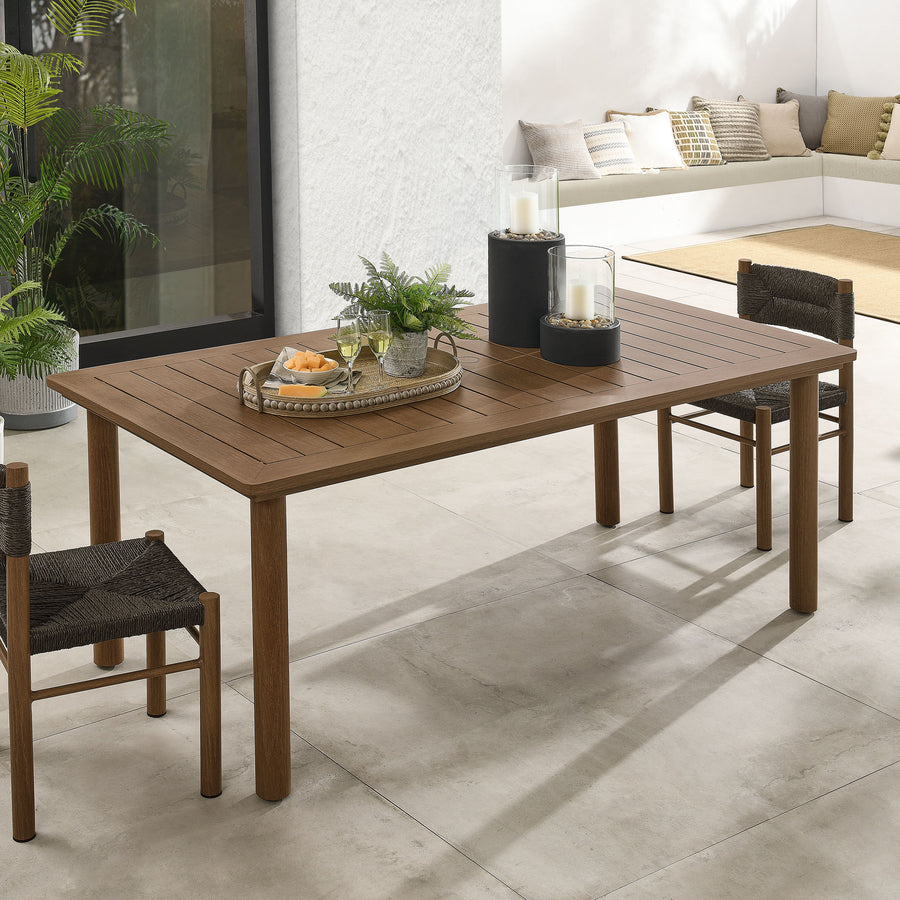 Loft 76" Outdoor Patio Aluminum Dining Table in Walnut