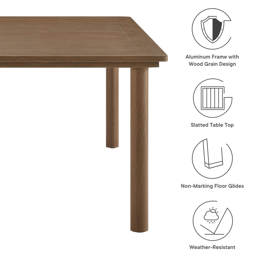 Loft 76" Outdoor Patio Aluminum Dining Table in Walnut
