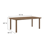 Bual 7-Piece Rectangular Outdoor Patio Aluminum Dining Table Set with Rattan Armchairs in Slate Walnut