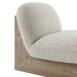 Sitges Boucle Fabric Accent Chair and Ottoman Set in Pearl Oak