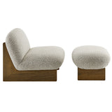 Sitges Boucle Fabric Accent Chair and Ottoman Set in River Rock Walnut