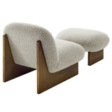Sitges Boucle Fabric Accent Chair and Ottoman Set in River Rock Walnut
