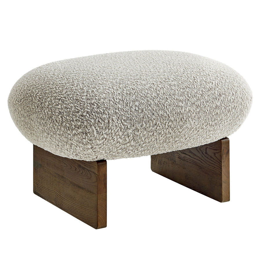 Sitges Boucle Fabric Accent Chair and Ottoman Set in River Rock Walnut