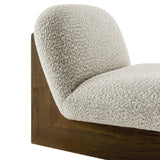 Sitges Boucle Fabric Accent Chair and Ottoman Set in River Rock Walnut