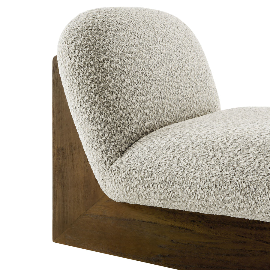 Sitges Boucle Fabric Accent Chair and Ottoman Set in River Rock Walnut
