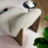 Sitges Boucle Fabric Accent Chair and Ottoman Set in River Rock Walnut