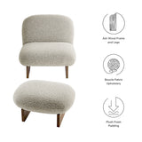 Sitges Boucle Fabric Accent Chair and Ottoman Set in River Rock Walnut