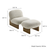 Sitges Boucle Fabric Accent Chair and Ottoman Set in River Rock Walnut