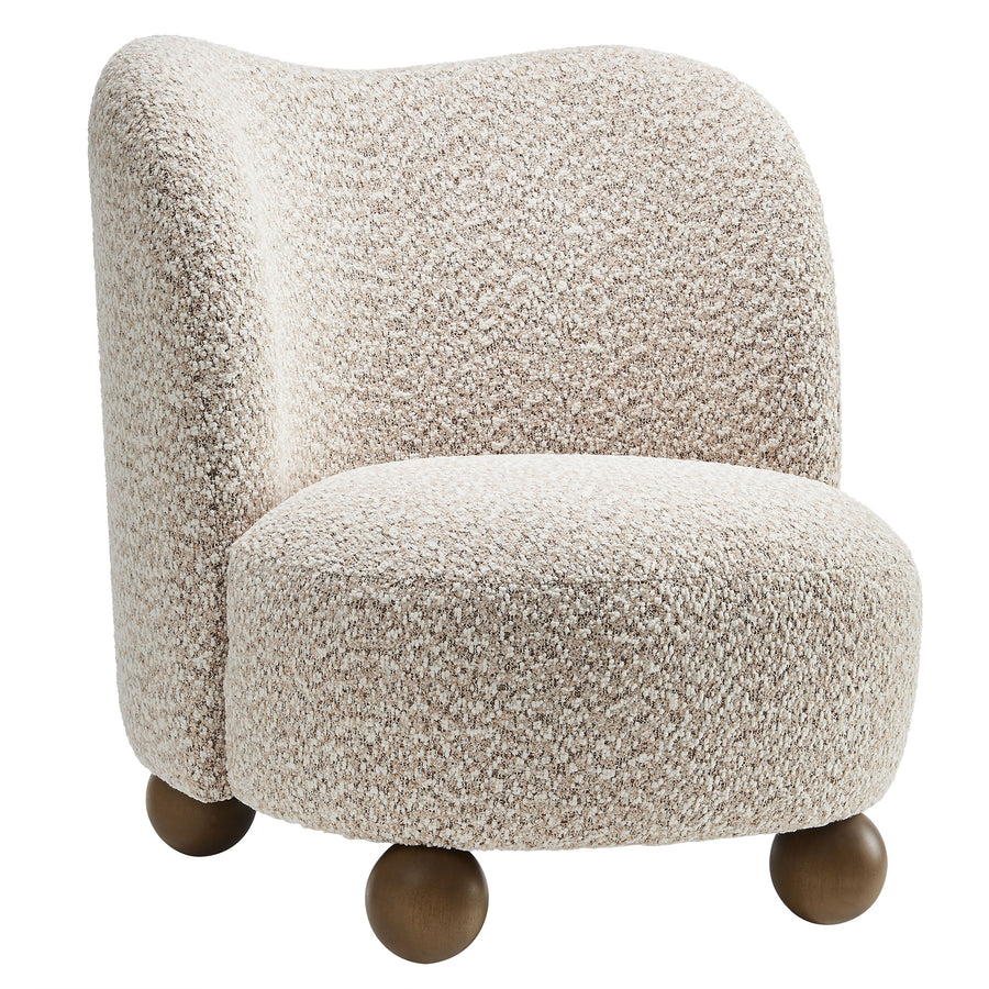 Quillan Boucle Fabric Accent Chair in Coral Walnut