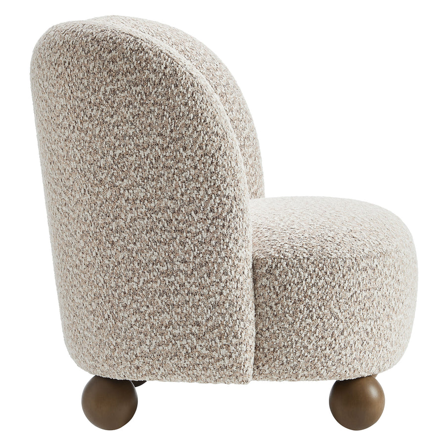 Quillan Boucle Fabric Accent Chair in Coral Walnut