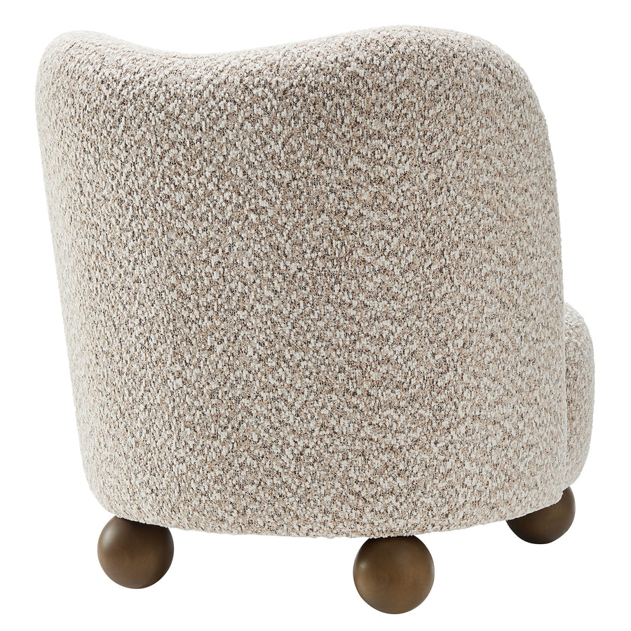 Quillan Boucle Fabric Accent Chair in Coral Walnut