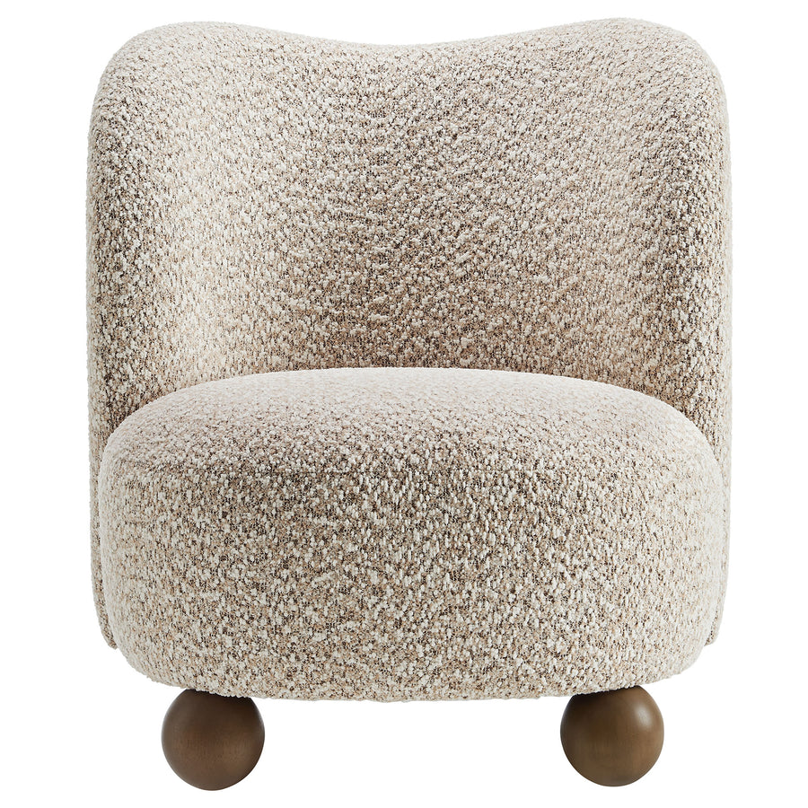 Quillan Boucle Fabric Accent Chair in Coral Walnut