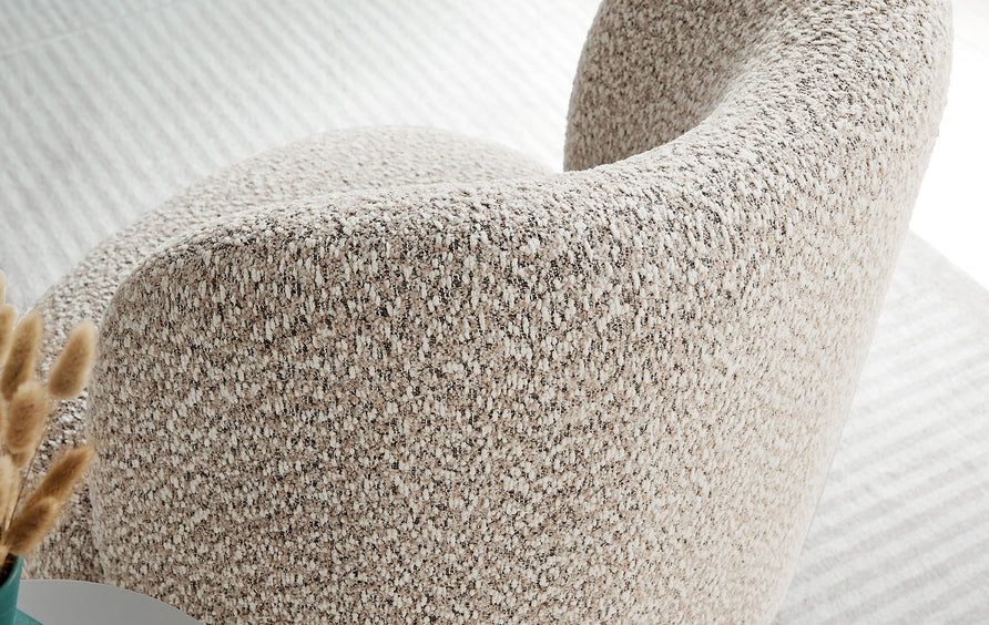 Quillan Boucle Fabric Accent Chair in Coral Walnut
