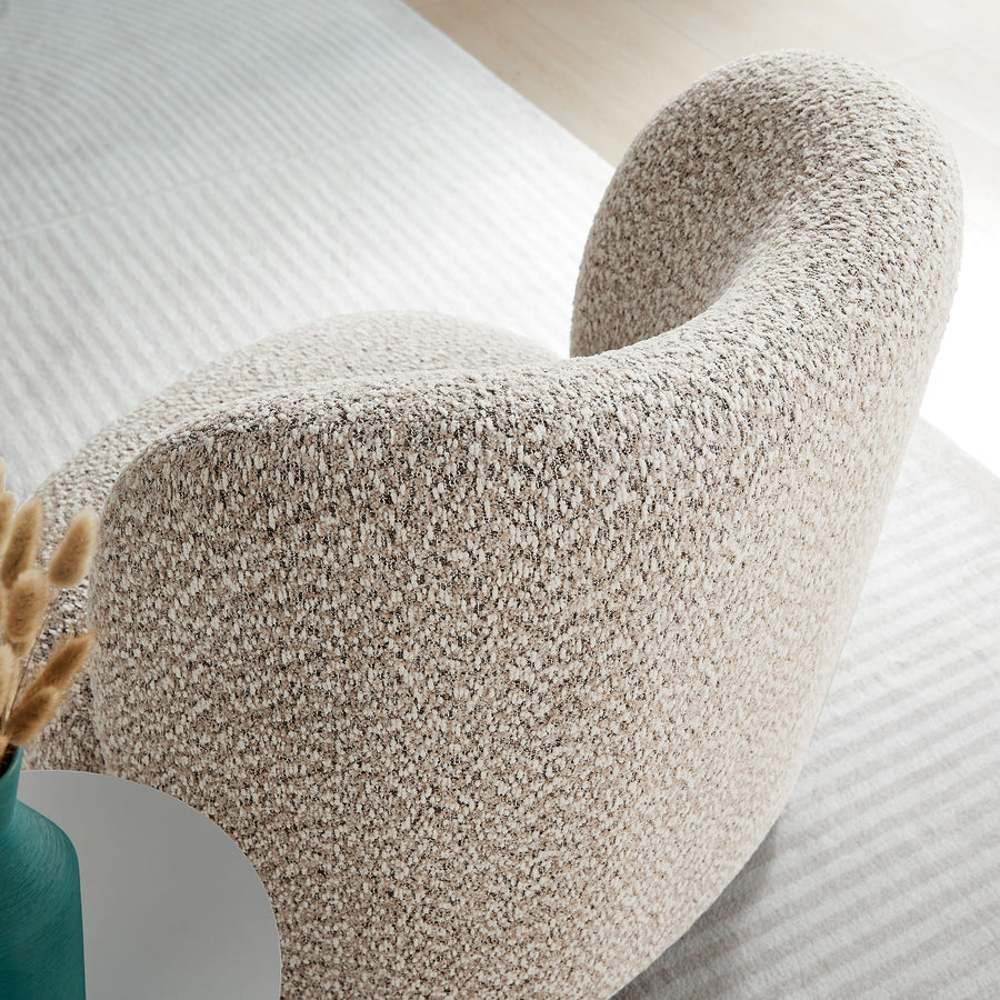 Quillan Boucle Fabric Accent Chair in Coral Walnut